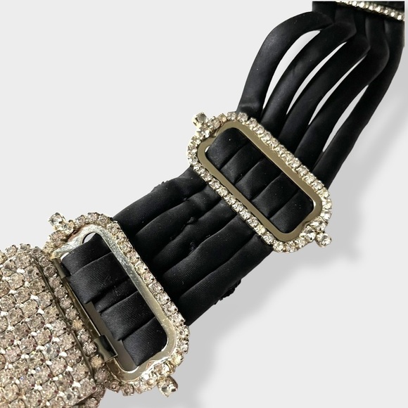 William deLillo Vintage 70s Satin Rhinestone Belt Statement Designer Couture - Picture 6 of 14